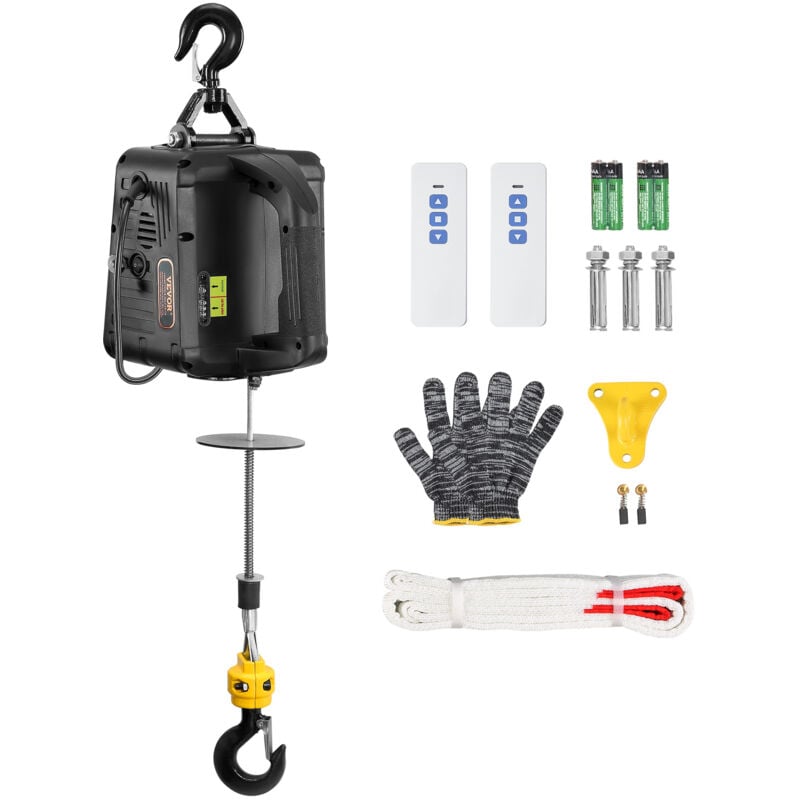foto del prodotto mophorn vevor paranco elettrico portatile carico max. circa 498,95 kg, verricello elettrico di sollevamento 1500w altezza max. di sollevamento 7m