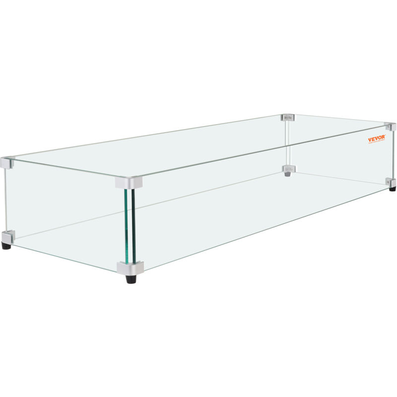 foto del prodotto mophorn vevor paravento in vetro per tavolo da braciere rettangolare 30 x 14 x 7,5 pollici, pannello in vetro temperato spesso e robusto da 0,8 cm