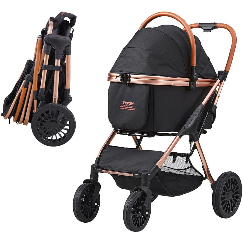 foto del prodotto mophorn vevor passeggino per cani 4 ruote girevoli passeggino per animali carico 30 kg passeggino per gatti con freni supporto rimovibile cestino