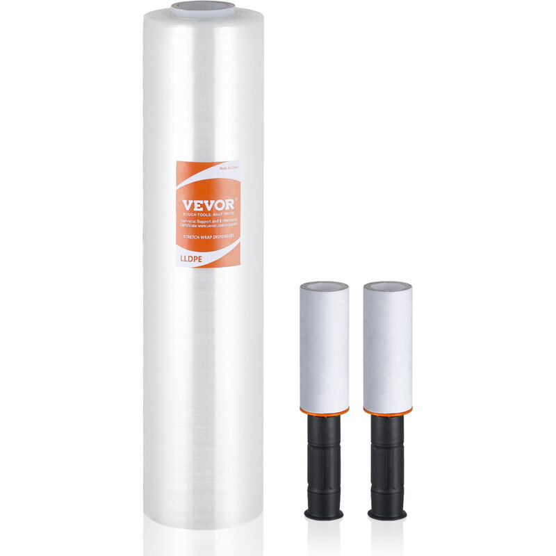 foto del prodotto mophorn vevor pellicola estensibile rotolo di pellicola estensibile trasparente 381 mm x 305 m, calibro 80, pellicola estensibile con maniglie per