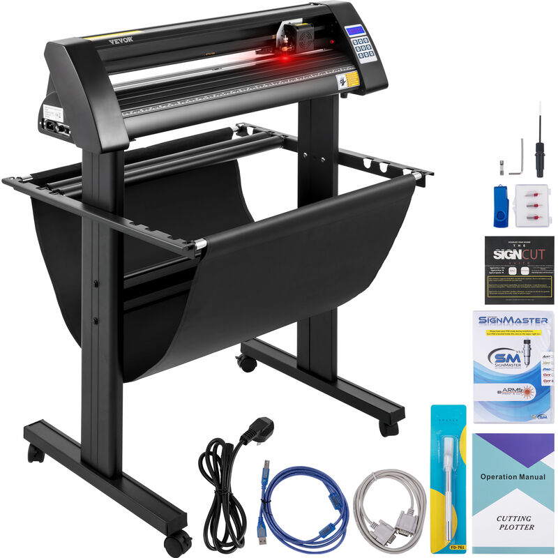 foto del prodotto mophorn vevor plotter da taglio per vinile semiautomatico, modello kh 870a 870 mm 95 w taglierina per plotter vinile flexi con display led per