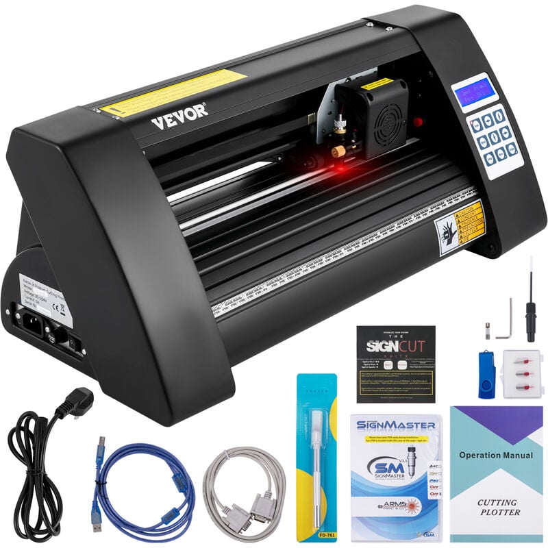 foto del prodotto mophorn vevor plotter da taglio vinile semiautomatica con luce guida a led, modello kh 375a 375 mm potenza 95 w taglierina per plotter in vinile