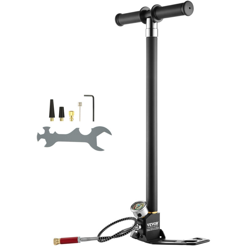foto del prodotto mophorn vevor pompa manuale pcp 4 stadi pompa per fucile ad aria compressa 4500psi alta pressione 30mpa manometro filtro olio umidita, acciaio inox