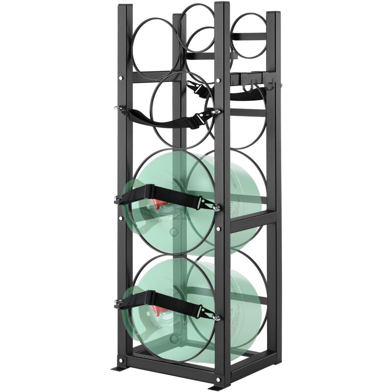 foto del prodotto mophorn vevor portabombole gas, capacita 2x13,6 kg e 3 altre piccole, portabombole refrigerante 32,5x33x92,8 cm, scaffale in acciaio per freon,
