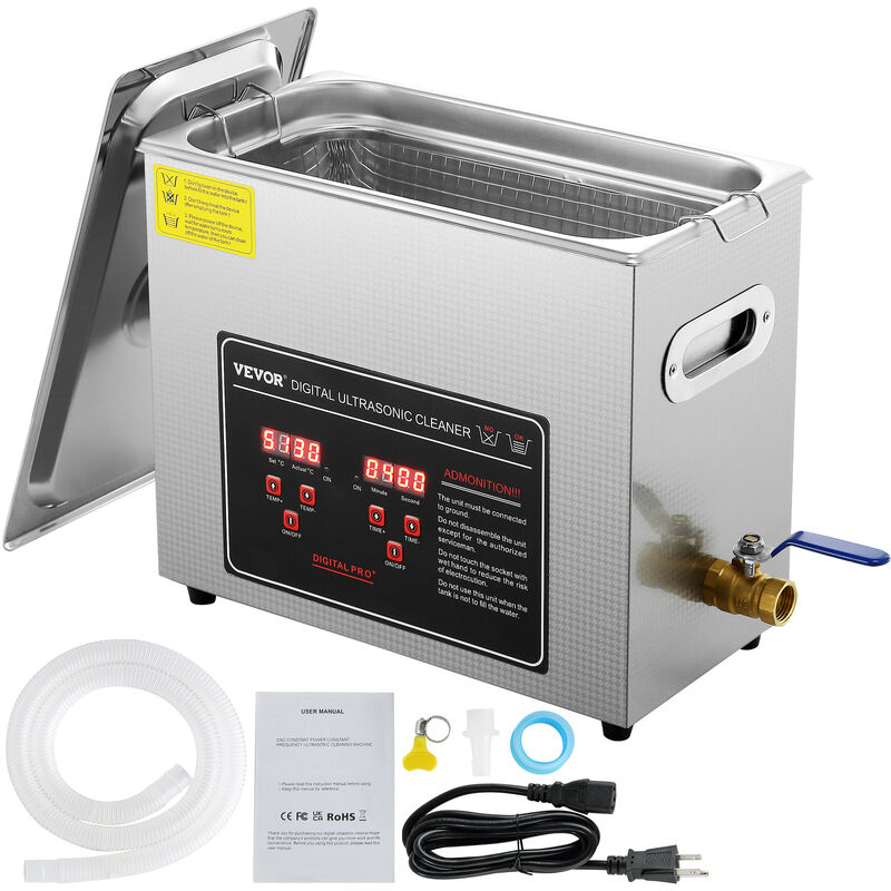 foto del prodotto mophorn vevor pulitore a ultrasuoni display digitale in acciaio inossidabile capienza 6 litri con riscaldamento tempo temperatura regolabile,