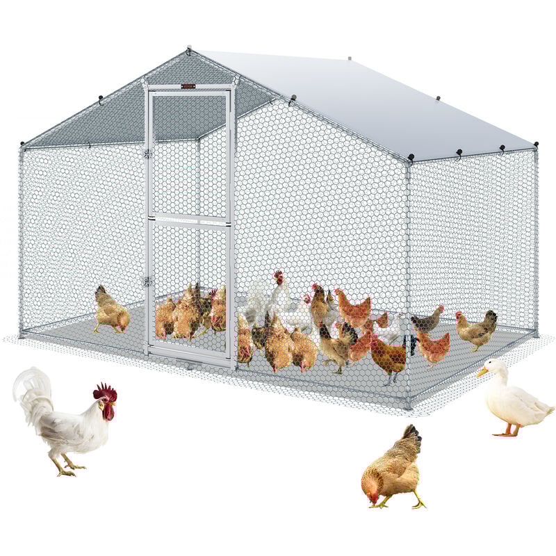 foto del prodotto mophorn vevor recinto per galline in metallo per esterni 200x300x200 cm, gabbia per pollame telone impermeabile tetto, recinto per galline con