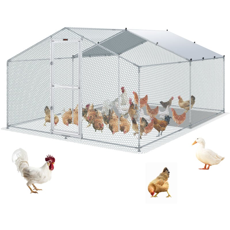foto del prodotto mophorn vevor recinto per galline in metallo per esterni 400x300x200 cm, gabbia per pollame telone impermeabile con tetto, recinto per galline