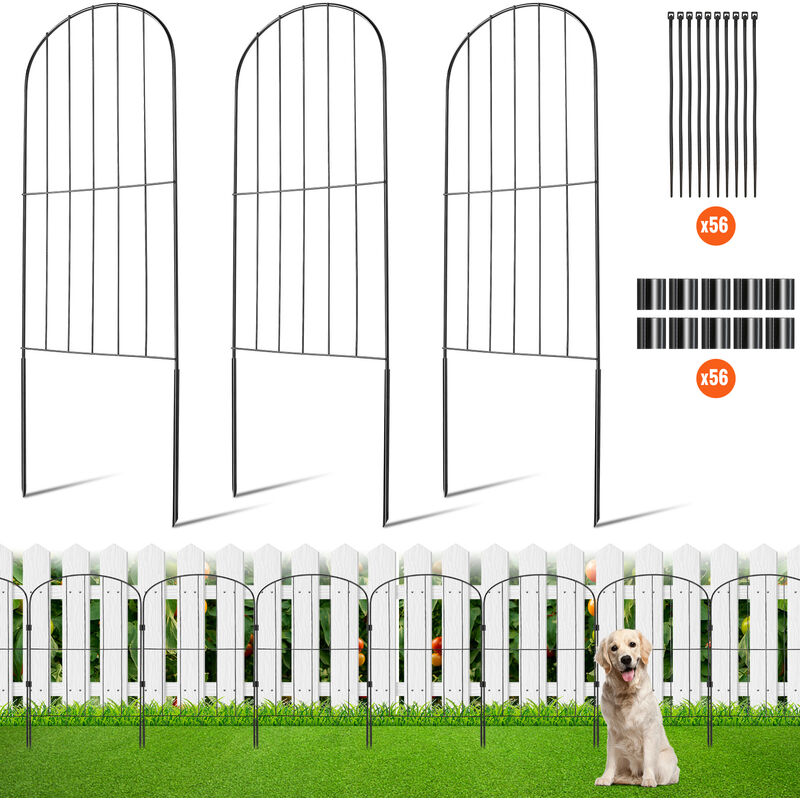 foto del prodotto mophorn vevor recinzione da giardino in metallo 61x33 cm da 28 barriera per animali domestici senza scavo 5,08 cm spaziatura dei picchi, recinzione