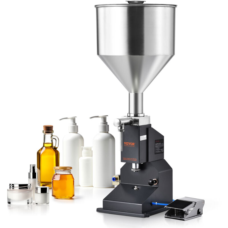 foto del prodotto mophorn vevor riempitrice liquidi riempitrice pneumatica 5 50ml, riempitrice liquidi regolabile con pedale in acciaio inox tramoggia per latte,