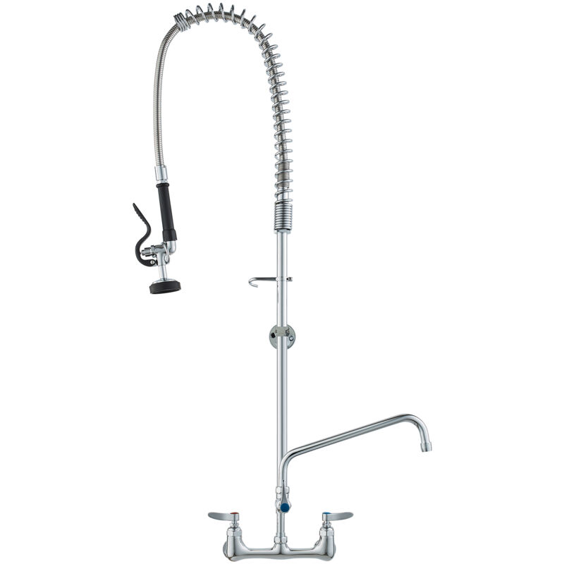 foto del prodotto mophorn vevor rubinetto commerciale con spruzzatore pre risciacquo, altezza 1180 mm interasse 203 mm bocca girevole 305 mm montaggio a parete,