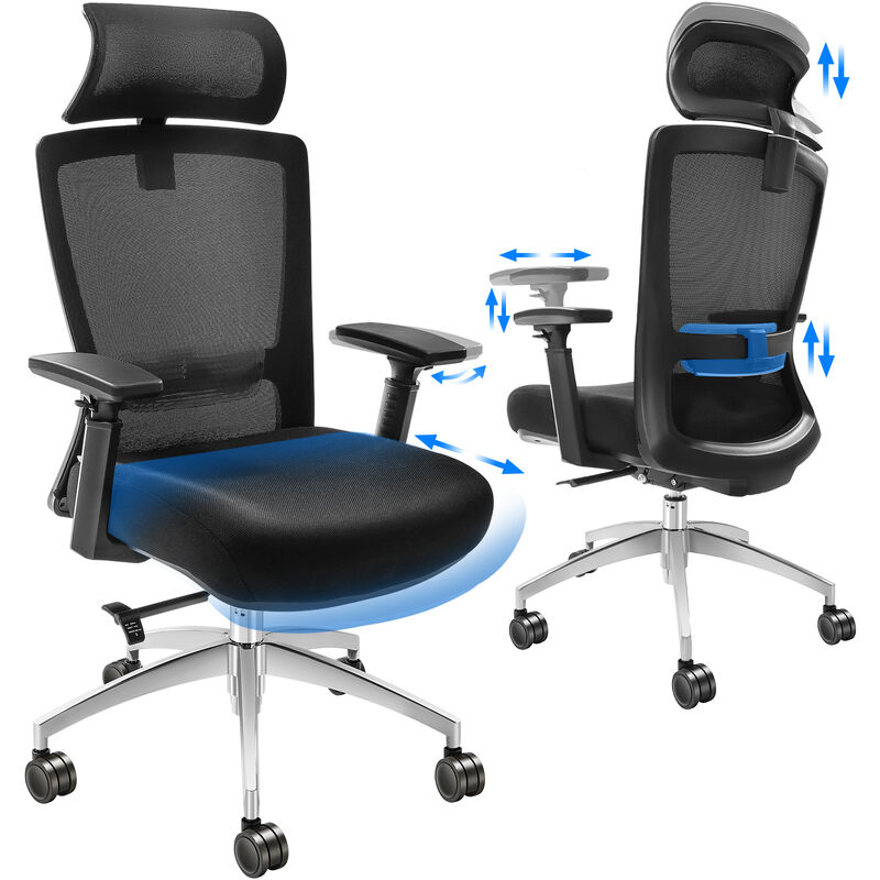 foto del prodotto mophorn vevor sedia da ufficio ergonomica con supporto lombare poggiatesta braccioli regolabili, sedia con rotelle da ufficio reclinabile girevole