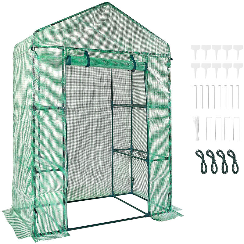 foto del prodotto mophorn vevor serra portatile con ripiani telone in pe porta arrotolabile 141 x 74,5 x 205 cm carico massimo 15kg da giardino cortile terrazza