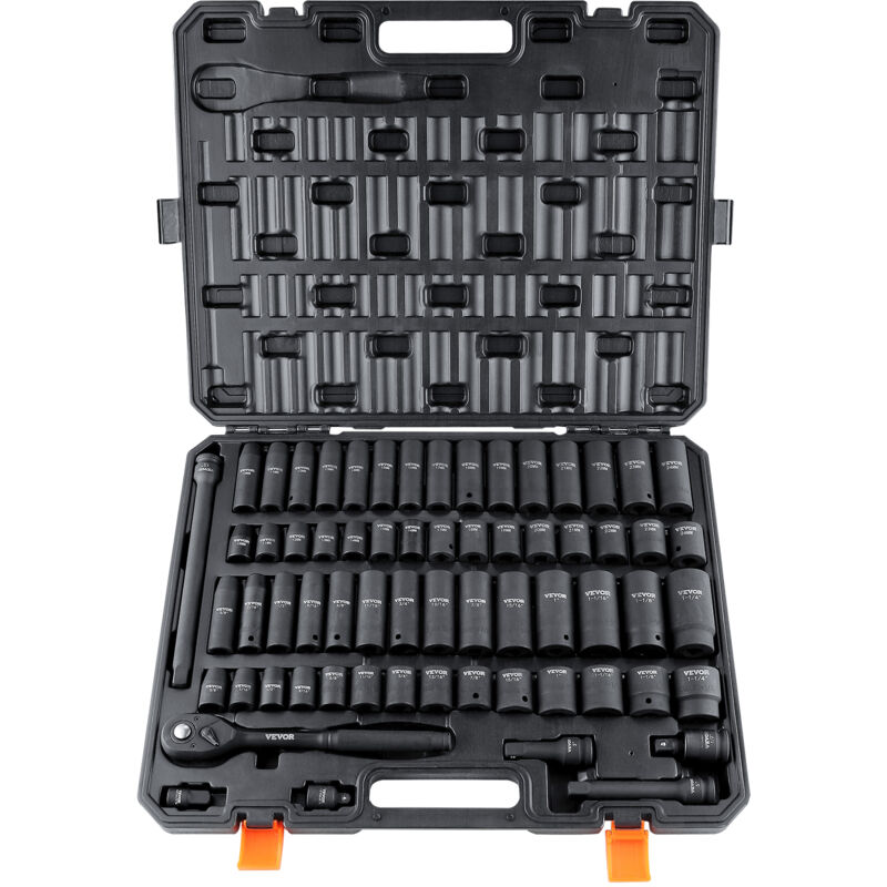 foto del prodotto mophorn vevor set di bussole a percussione da 1 2 , set 65 pz sae da 3 8 a 1 1 4 metrico 10 24 mm, acciaio legato cr v a 6 punti per riparazioni