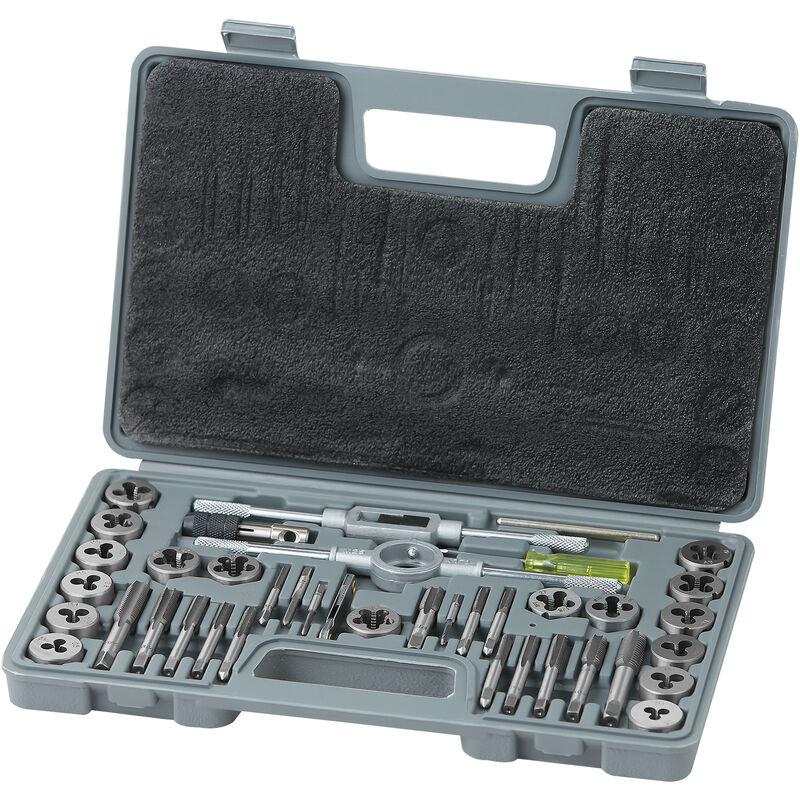 foto del prodotto mophorn vevor set di filiere maschi utensili per filettatura sae 40 pezzi in totale, set per rubinetti matrici nc nf npt in lega di zinco utensili