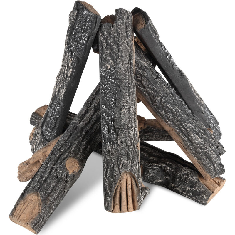 foto del prodotto mophorn vevor set di legno decorativo in ceramica per caminetto stufa 8 pezzi, set di ceppi in ceramica per caminetto a gas caminetto interno
