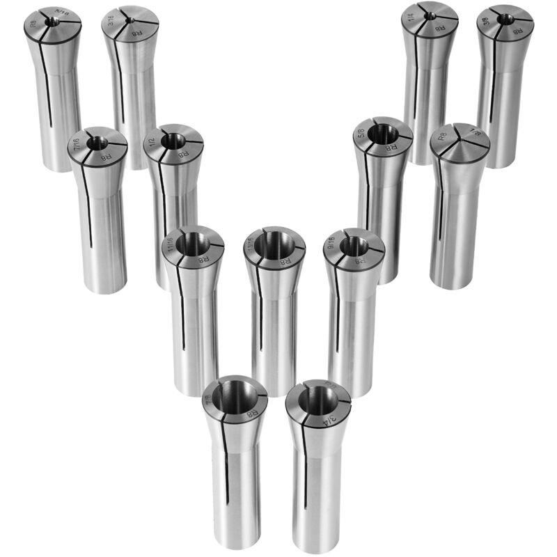 foto del prodotto mophorn vevor set di mandrini a pinze di precisione 13 pezzi r8 3,2 22,2mm 45 in acciaio legato tir 30 m, scatole di stoccaggio etichettate, per