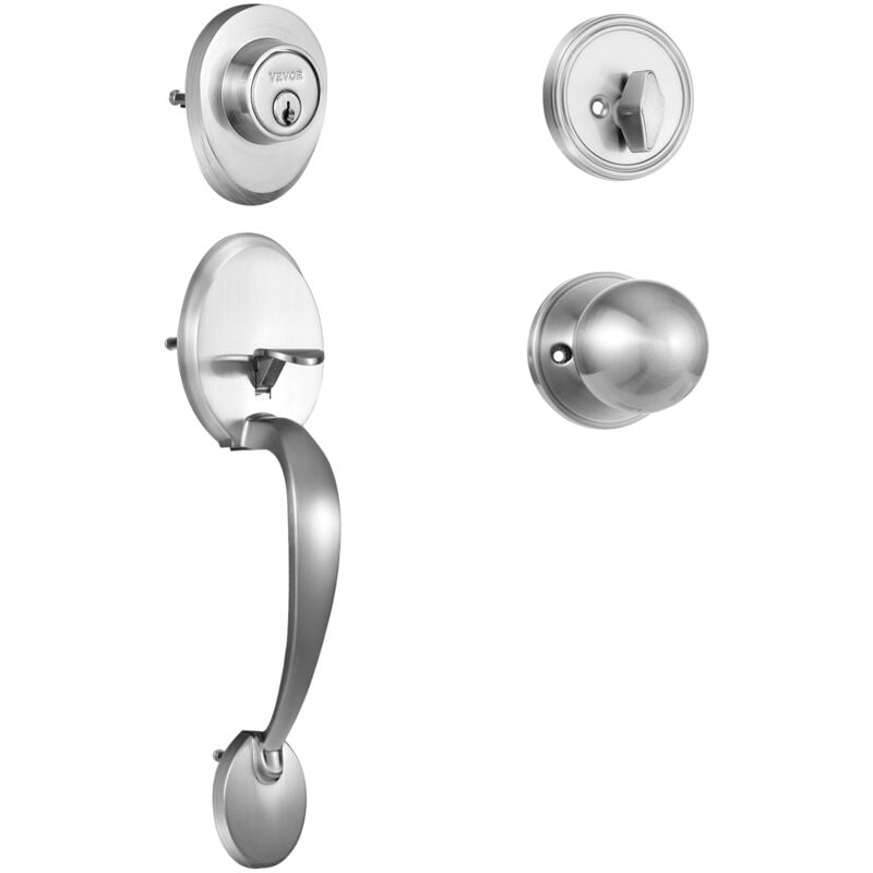 foto del prodotto mophorn vevor set di maniglie per porta anteriore deingresso colore argento, set di maniglia chiavistello serratura per porta deingresso interno