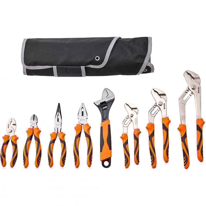 foto del prodotto mophorn vevor set di pinze 8 pezzi durezza di 42hrc in acciaio 45 con borsetta portatile, set pinze da 8 pezzi pinza per giunti scorrevole pinza a