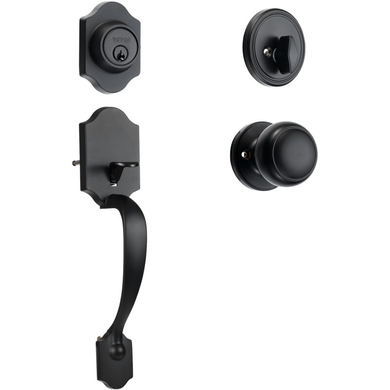 foto del prodotto mophorn vevor set maniglie anteriore per porta deingresso, set maniglia reversibile destra sinistra serratura per porta deingresso nero opaco con
