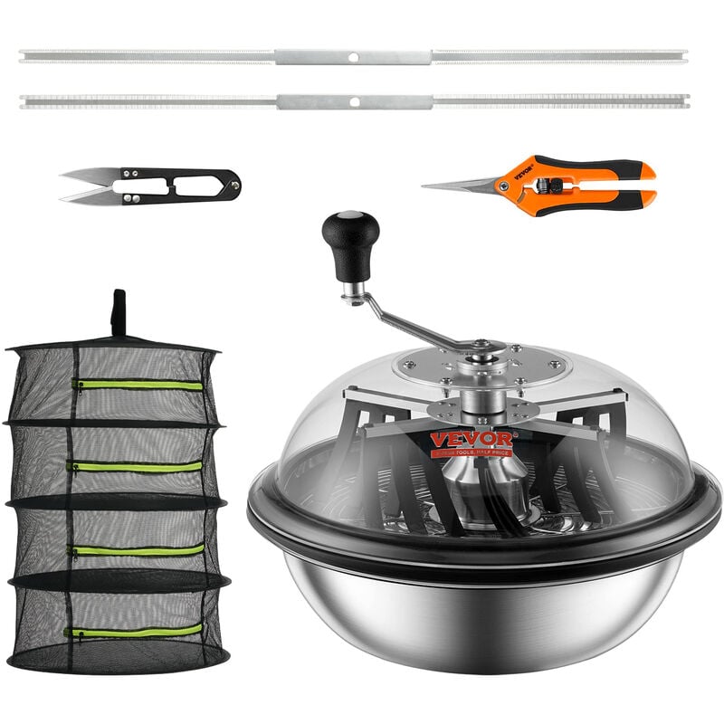foto del prodotto mophorn vevor tagliafoglie a ciotola manuale coperchio trasparente diametro 43 cm lame in acciaio inox da giardino, taglierina manuale per erba