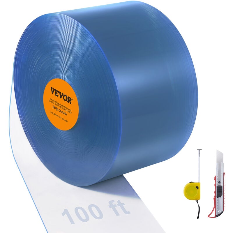 foto del prodotto mophorn vevor tenda a strisce in pvc trasparente rotolo di tenda pvc lunghezza 3048cm per porta di magazzini capanni per animali fattorie