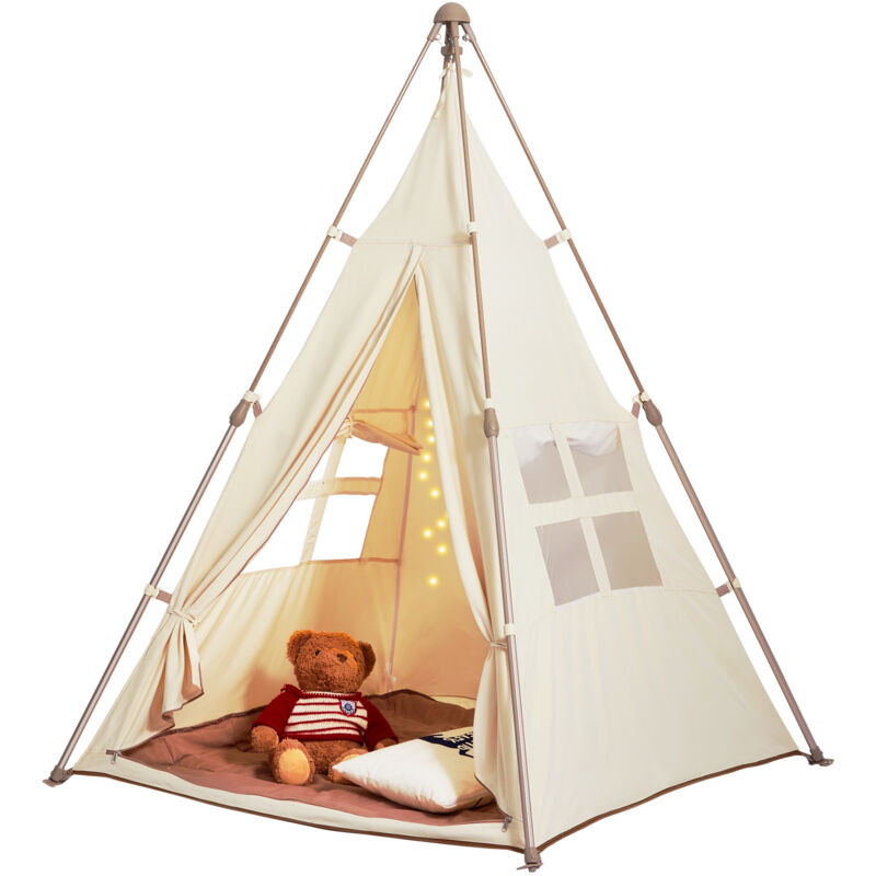 foto del prodotto mophorn vevor tenda da gioco per bambini 1280 x 1250 x 1750 mm tenda conica per bambini 1 a 5 anni con tappetino borsa per trasporto, con finestre