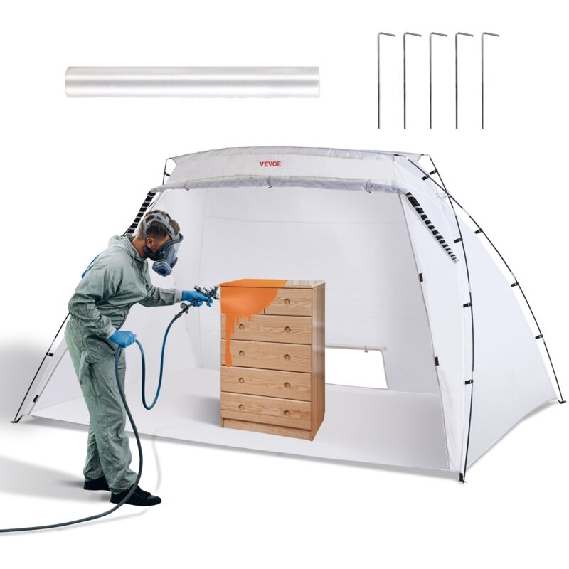 foto del prodotto mophorn vevor tenda di verniciatura a spruzzo portatile 305 x 213 x 183 cm in tessuto oxford 210d palo in fibra di vetro finestrina di ventilazione