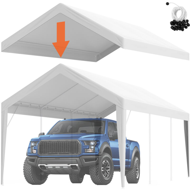 foto del prodotto mophorn vevor tendalino di ricambio per posto auto coperto 10x20ft, impermeabile e protetto dai raggi uv, con elastici a sfera, bianco solo