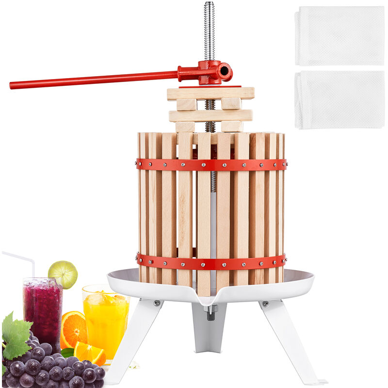 foto del prodotto mophorn vevor torchio per vini di frutta 12 litri 3,2 galloni torchietto manuale pressa per succo spremiagrumi con impugnatura cestello in legno