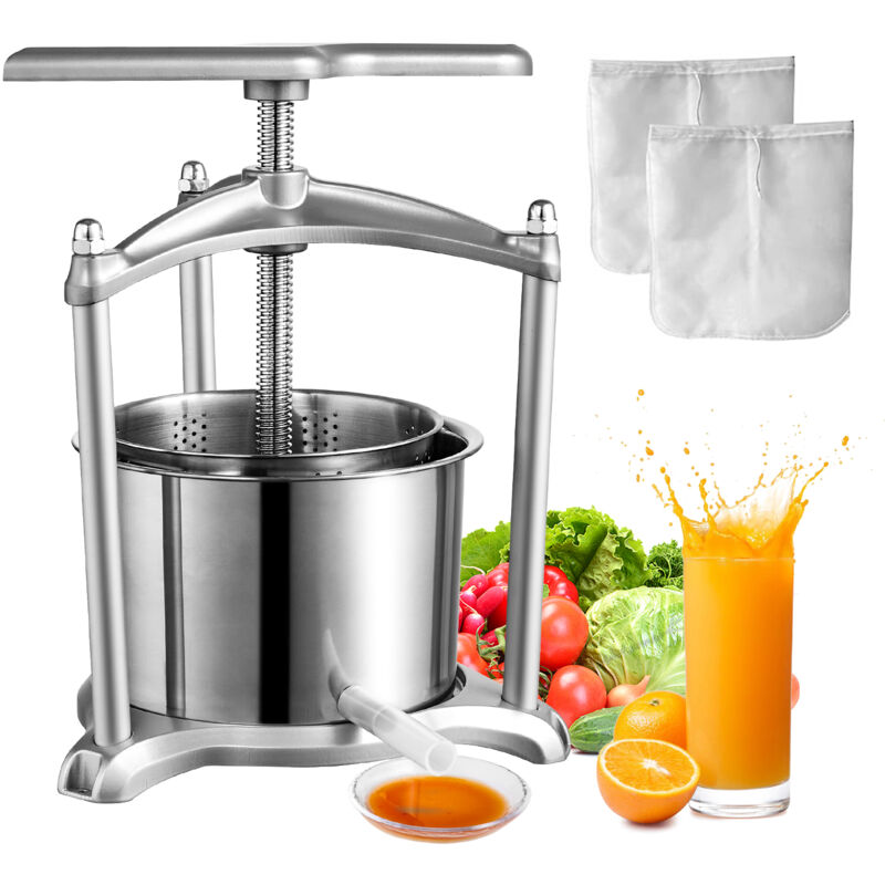 foto del prodotto mophorn vevor torchio per vini di frutta 6 litri torchietto manuale pressa per succo di frutta con impugnatura cestello in acciaio