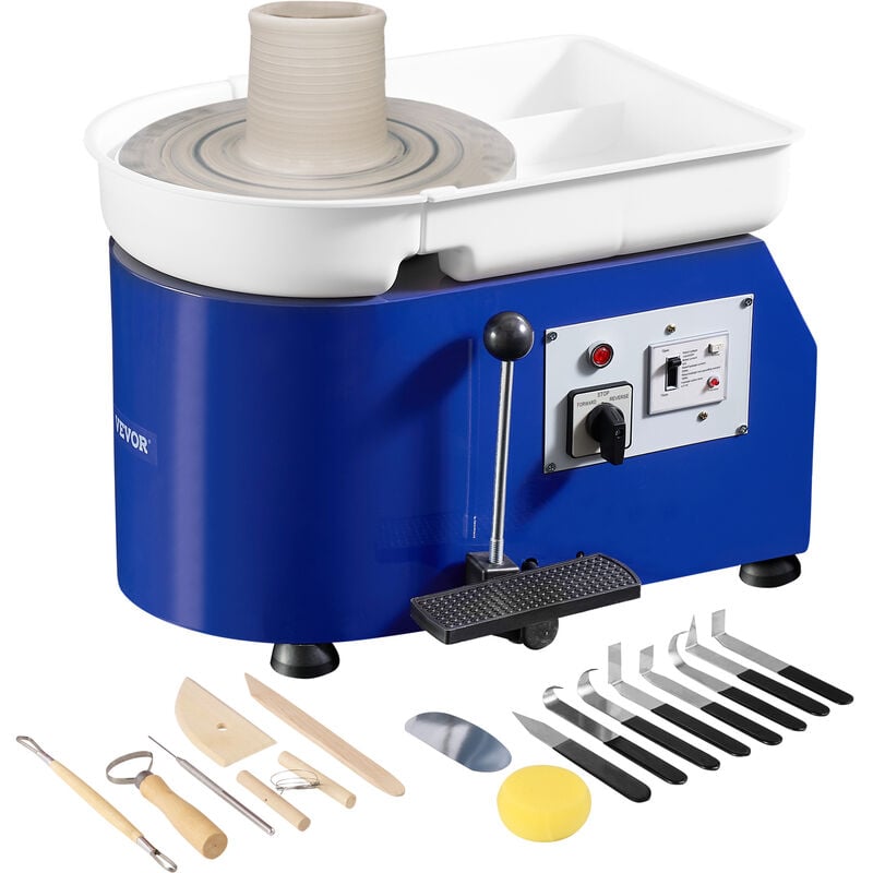 foto del prodotto mophorn vevor tornio per ceramica argilla con pedale 350w diametro 28cm velocit300 giri min macchina per ruota di ceramica fai da te hobbista