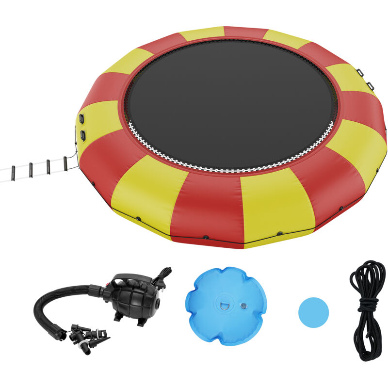 foto del prodotto mophorn vevor trampolino acquatico gonfiabile, trampolino acquatico 537x90 cm, piattaforma da bagno portatile con scaletta a 5 gradini e pompa ad