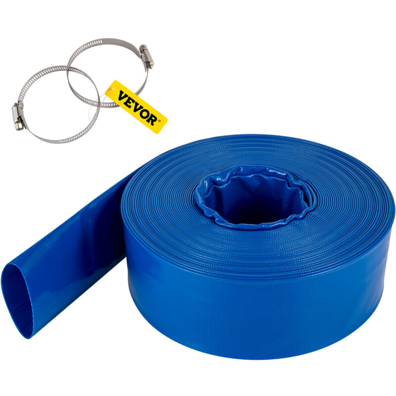 foto del prodotto mophorn vevor tubo di scarico, 1 1 2 x 105 , tubo piatto in tessuto pvc, tubo di scarico per controlavaggio per impieghi gravosi con fascette,