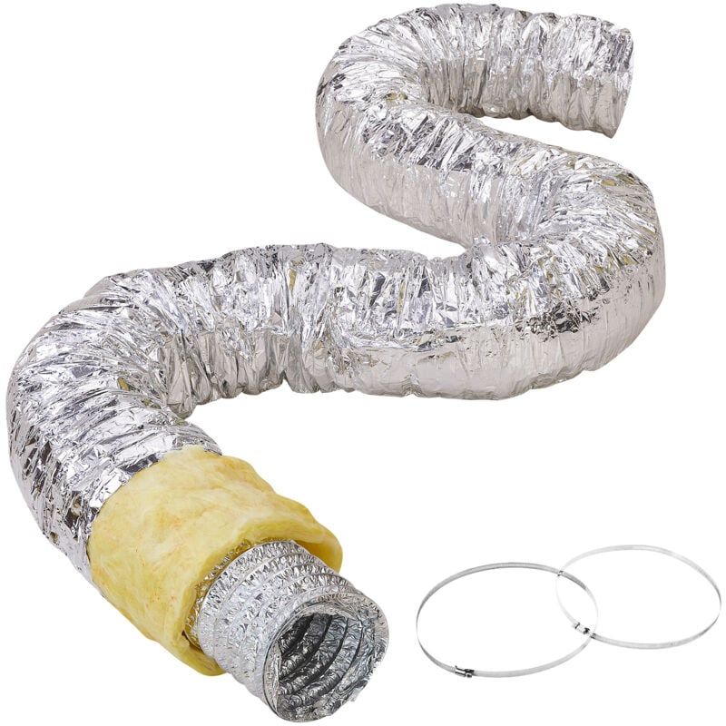 foto del prodotto mophorn vevor tubo flessibile coibentato 130x7620 mm condotto di sfiato termoisolante in alluminio pet con 2 fascette stringitubo protezione a tre