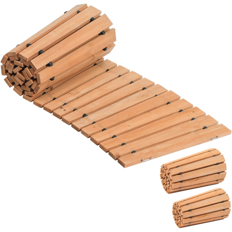 foto del prodotto mophorn wooden garden pathway passerella curva antiscivolo da 7 piedix17 pollici. percorso esterno in cedro srotolabile con collegamento tramite