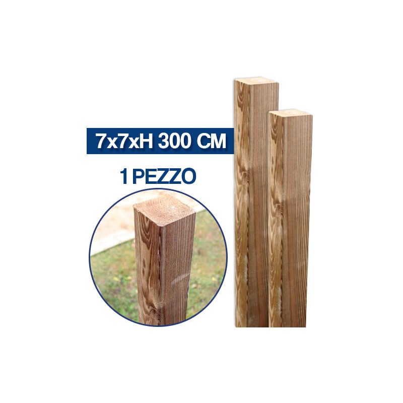 foto del prodotto morale in legno di pino impregnato cm 7x7x300 h palo quadro pergola gazebo 19070