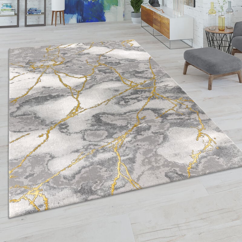 foto del prodotto morbidi tappeti marmorizzati a pelo corto in grigio e oro per il soggiorno con motivi diversi 120x170 cm, oro 6 paco home