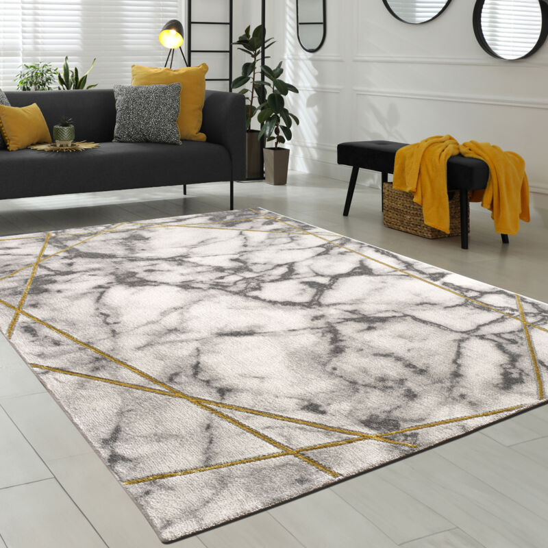 foto del prodotto morbidi tappeti marmorizzati a pelo corto in grigio e oro per il soggiorno con motivi diversi 80x150 cm, oro 3 paco home