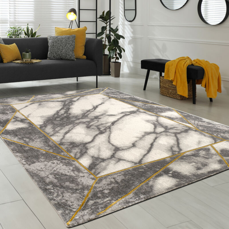 foto del prodotto morbidi tappeti marmorizzati a pelo corto in grigio e oro per il soggiorno con motivi diversi 80x150 cm, oro 5 paco home