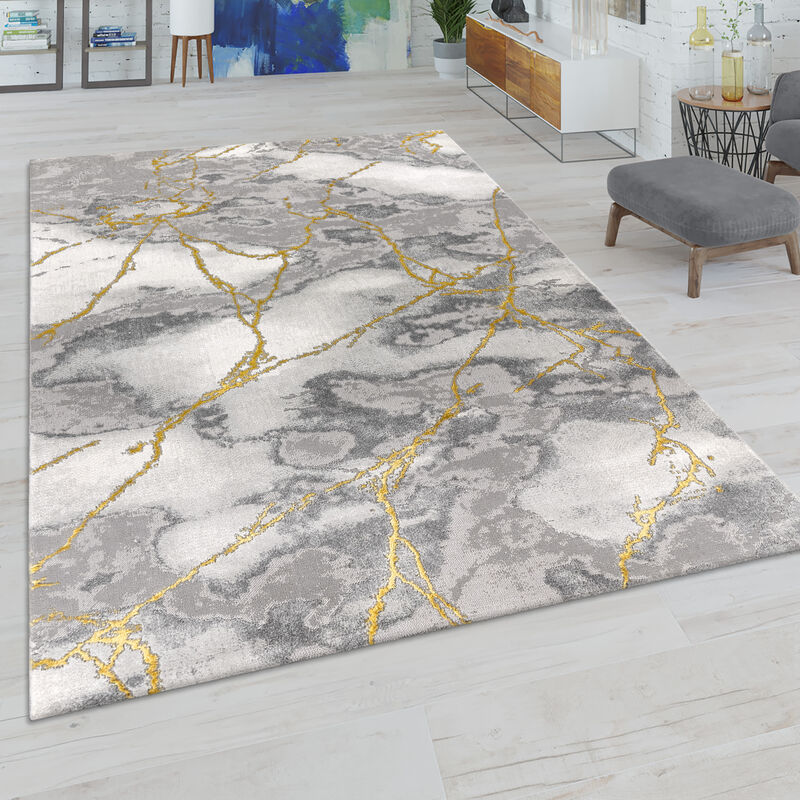 foto del prodotto morbidi tappeti marmorizzati a pelo corto in grigio e oro per il soggiorno con motivi diversi 80x150 cm, oro 6 paco home