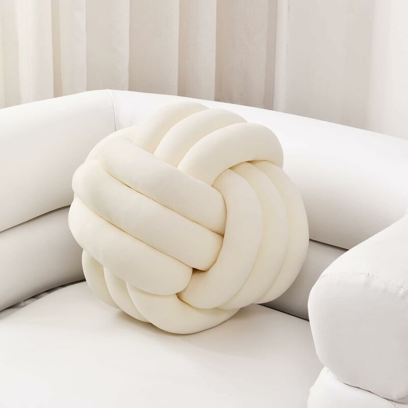 foto del prodotto morbido cuscino con sfera con nodo rotondo decorazione per la camera dei bambini fatto a mano giocattolo di peluche rilassante per alleviare lo