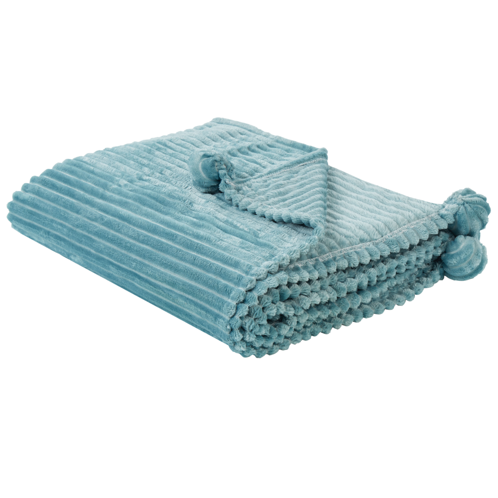 foto del prodotto morbido plaid con finitura a coste e bordi con nappe 150 x 200 cm verde