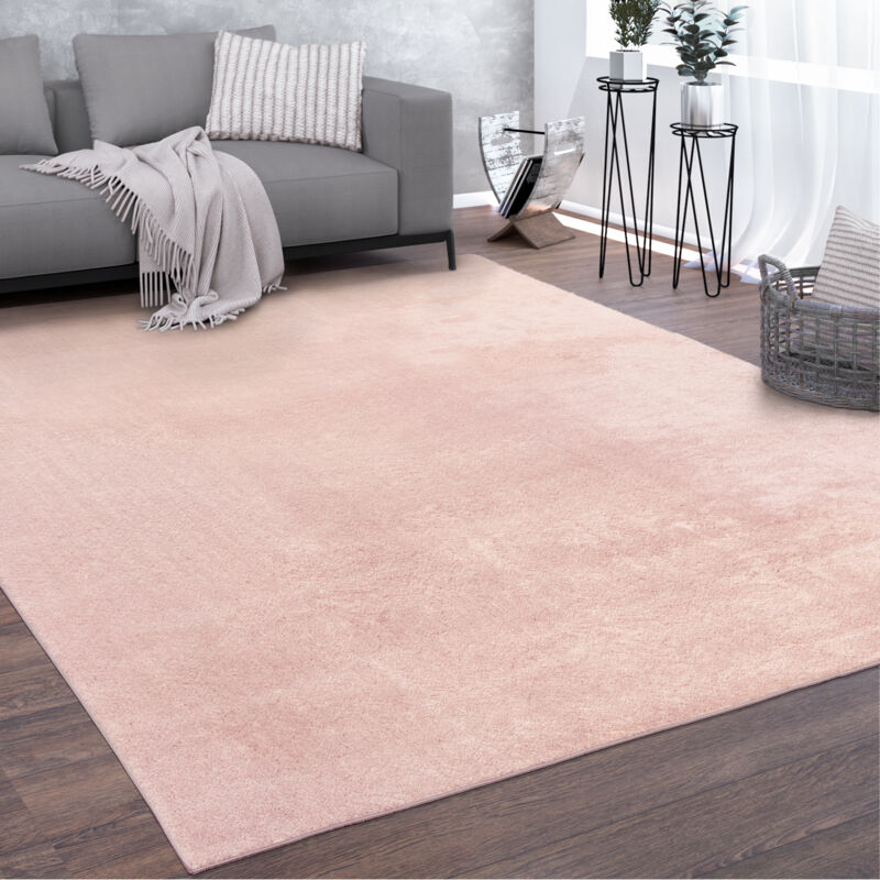 foto del prodotto morbido tappeto a pelo corto per soggiorno, ultrasoffice, lavabile, in rosa 140x200 cm paco home