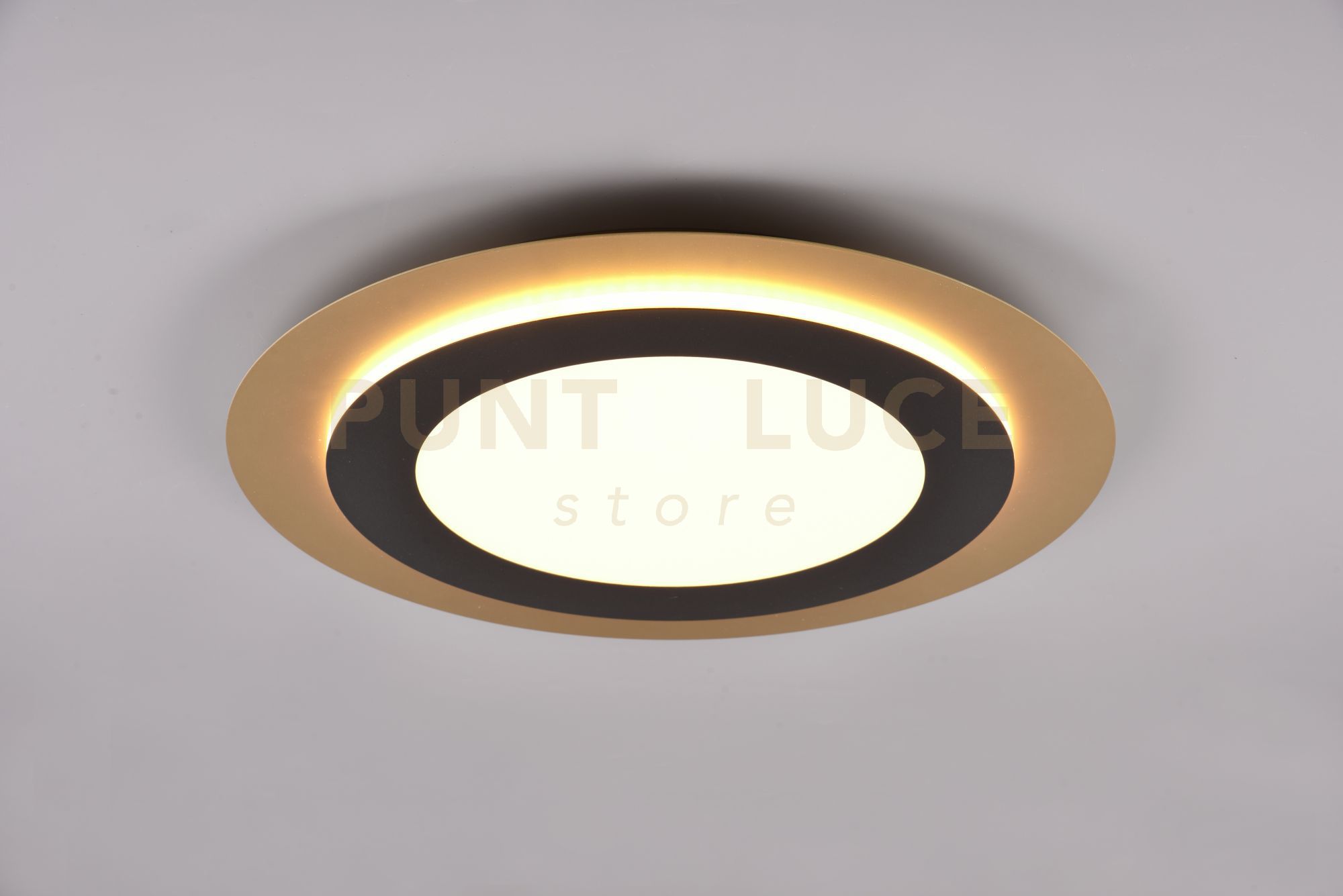 foto del prodotto morgan plafoniera a led 42w 5600lm, 2700 6500koro rotonda bordo metallo nero illuminato con telecomando multifunzione d. 45cm dimmerabile