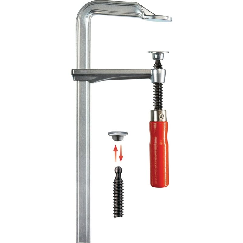 foto del prodotto morsa in acciaio pieno gz, lunghezza di serraggio 600 mm, apertura di 120 mm, manico in legno