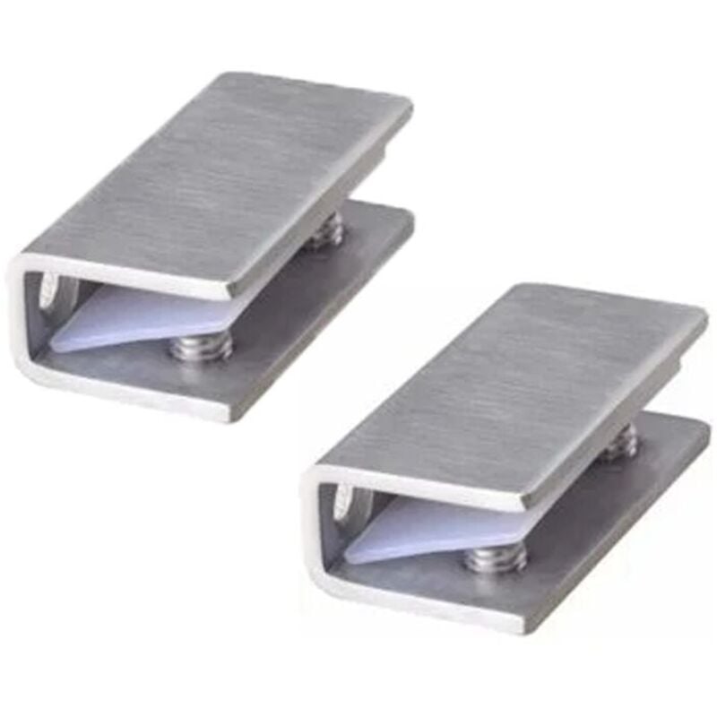 foto del prodotto morsetti per porte doccia in vetro, confezione da 2 - cerniere fisse in acciaio inox - staffe da parete da 8-12 mm