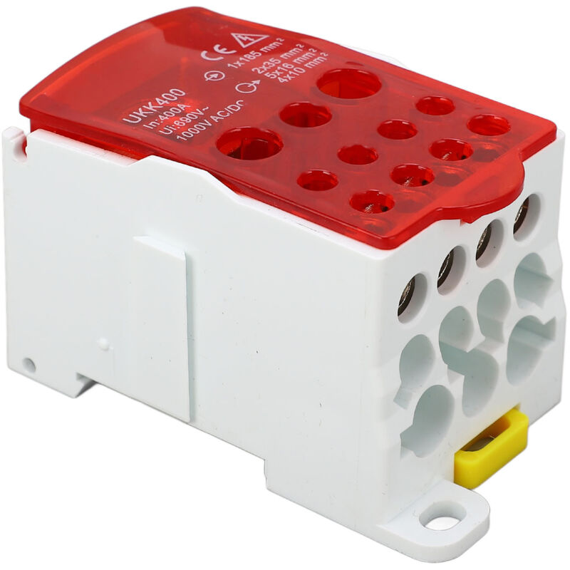 foto del prodotto morsettiera scatola di giunzione guida din linea principale distribuzione alimentazione universale 690 v 400 a rosso eosnow