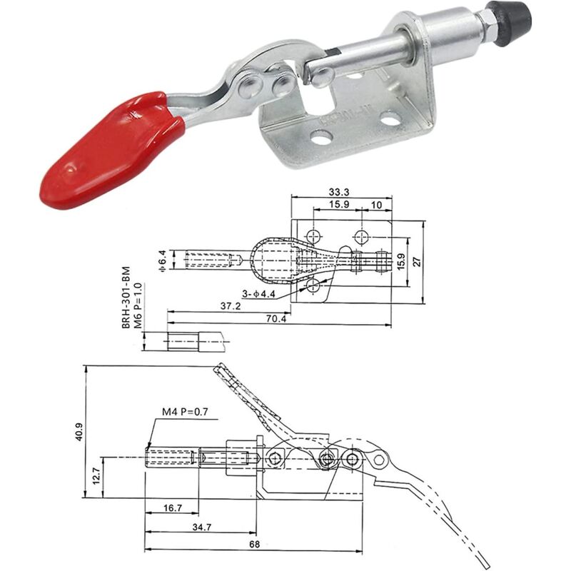 foto del prodotto morsetto a ginocchiera a sgancio rapido per utensile manuale con morsetto push pull orizzontale da 4 pezzi per il funzionamento della macchina