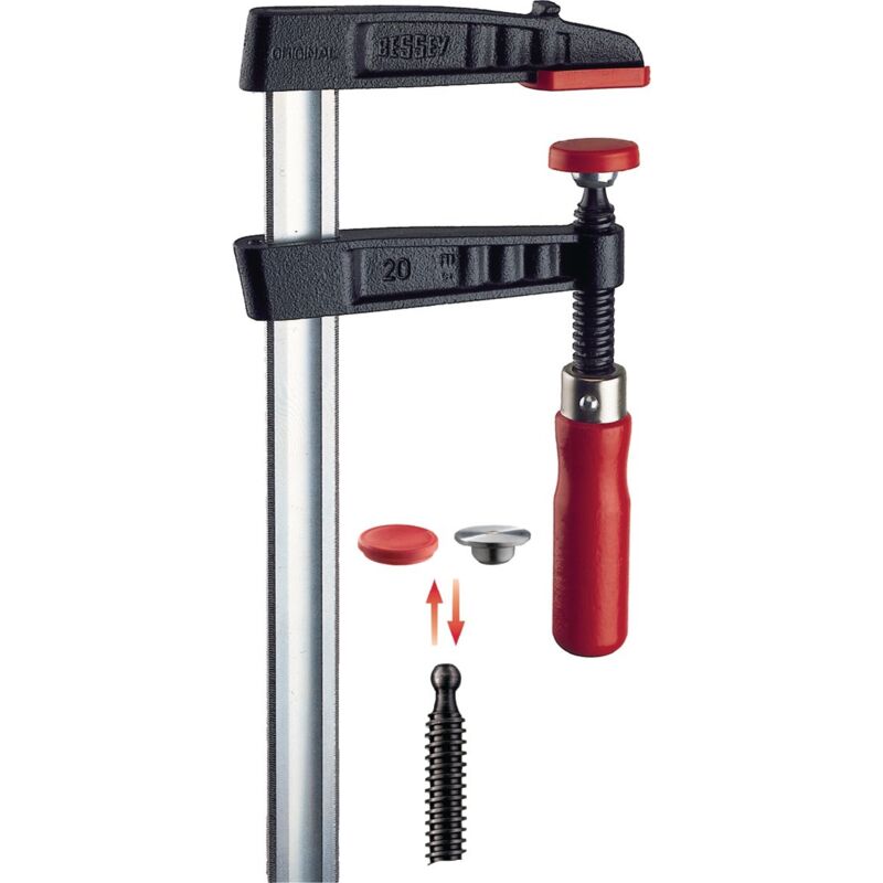foto del prodotto morsetto a vite in metallo tg 250 120 bessey tg25 apertura max. 250 mm misura della sporgenza 120 mm
