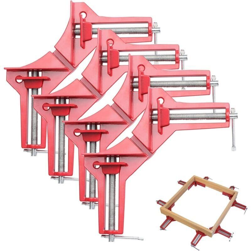 foto del prodotto morsetto ad angolo retto a 90 gradi morsetto per lavorazione del legno regolabile 4 pezzi,
